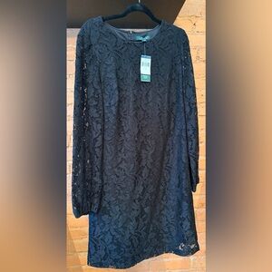 Lauren Ralph Lauren Black Lace Overlay Dress – Size 12 – NWT